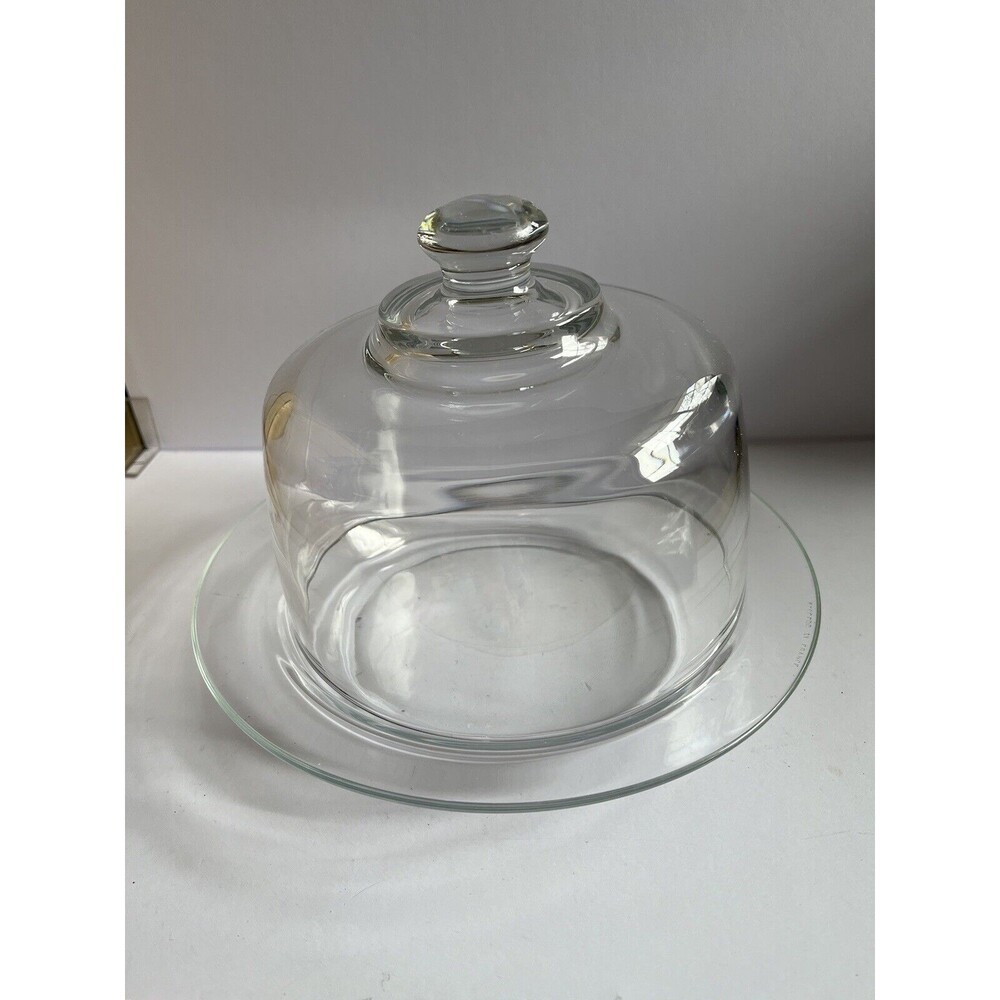 Vintage Arcoroc France Cheese Cracker Serving Platter Clear Glass Dome 9" Plate